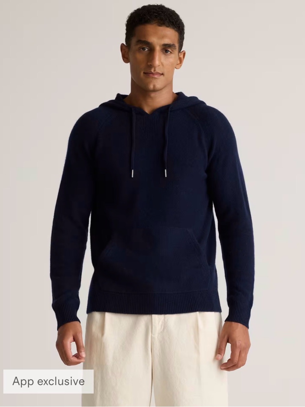 Men's Navy 100% Mongolian cashmere Hooded Sweater